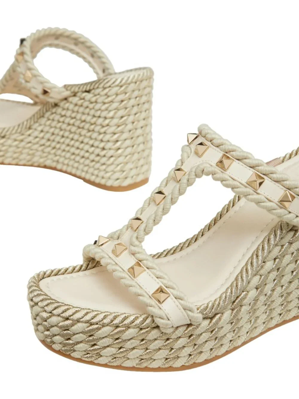 NWT Valentino Garavani Authentic Rockstud Torchon Wedge Sandal